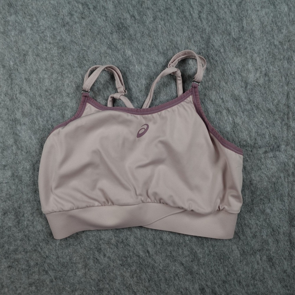 Asics Sports Bra Women Medium Pink Strappy Adjustable Back Hook‎ Eye Athletic